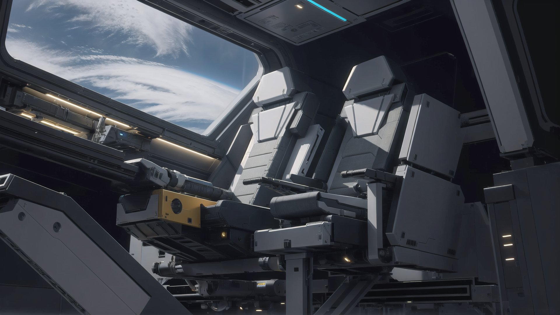 masterpiece, high_resolution, high detail, high tech, sci fi interior kitbash pack, modular design, star citizen design, built by Nasa and Spacex engineers, futuristic, 1