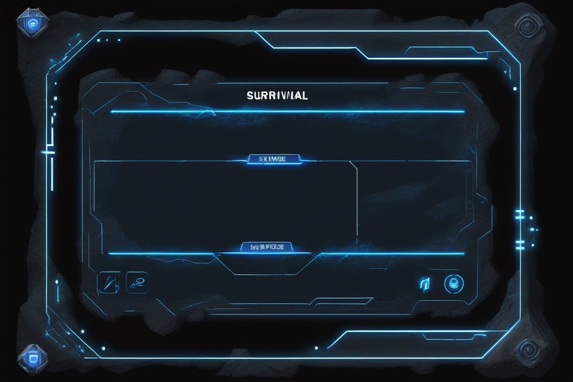 blowing blue line ui frame,black background,survival-game,ruins