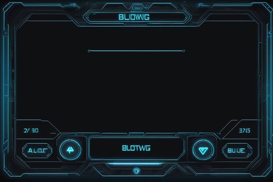 blowing blue line ui frame,black background,survival-game,ruins,button slots