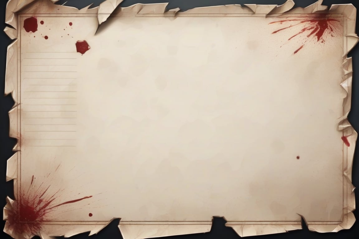 realistic ui frame,dirty white note paper style,empty,horror-survival game,utral detailed,stains