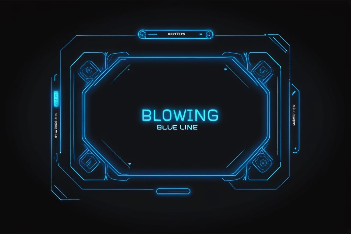 blowing blue line ui frame,black background,survival-game