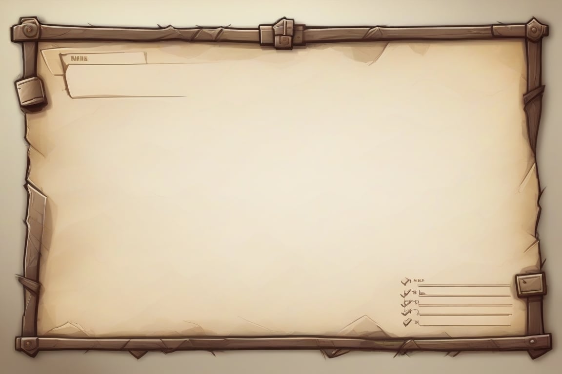 ui frame, old white note paper style,empty,survival game,utral detailed