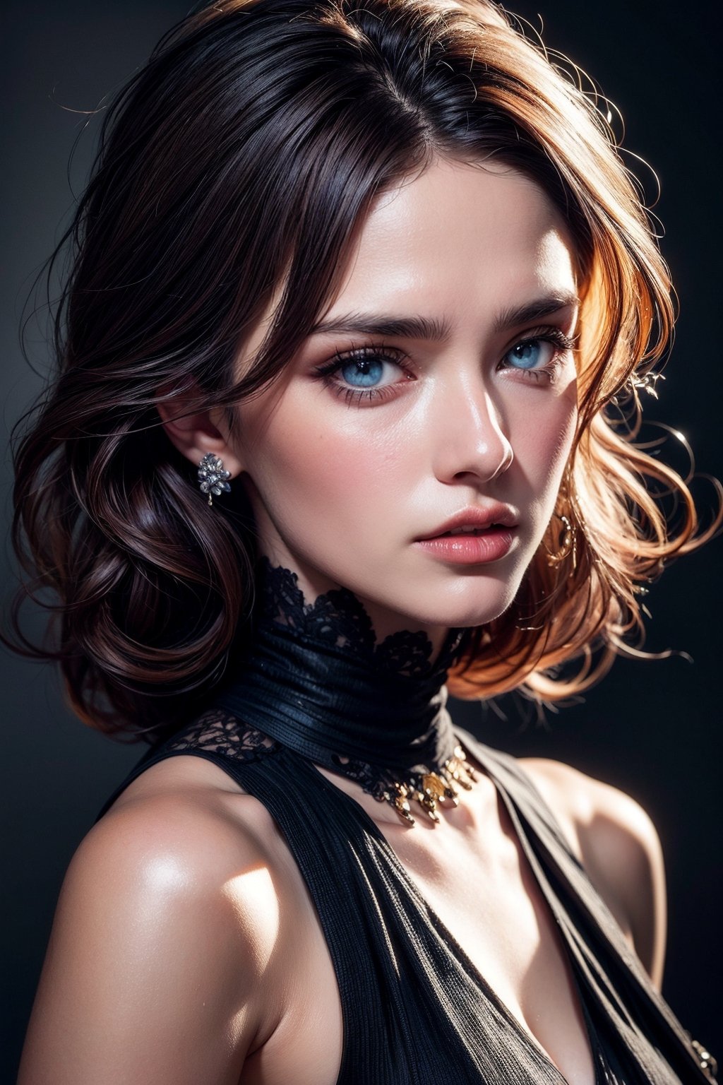 Photograph of a beautiful  belorussian  girl, soft skin, messy hair, ruffles chiffon top crop, art by konstantin razumov and alberto seveso , highly detailed intricately sharp focus, expressive eyes, extremely realistic and hyper detailed, trending on pinterest vogue italia unreal engine 5, 4 k uhd image