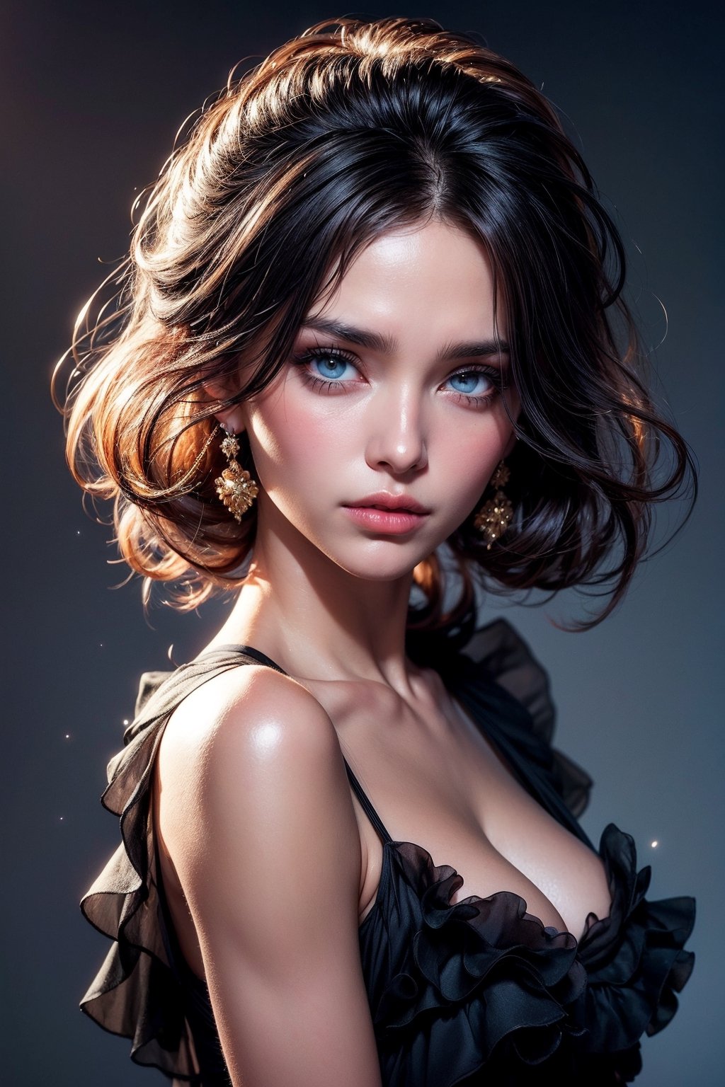 Photograph of a beautiful  evropean  girl, soft skin, messy hair, ruffles chiffon top crop, art by konstantin razumov and alberto seveso , NSFW, highly detailed intricately sharp focus, expressive eyes, extremely realistic and hyper detailed, trending on pinterest vogue italia unreal engine 5, 4 k uhd image