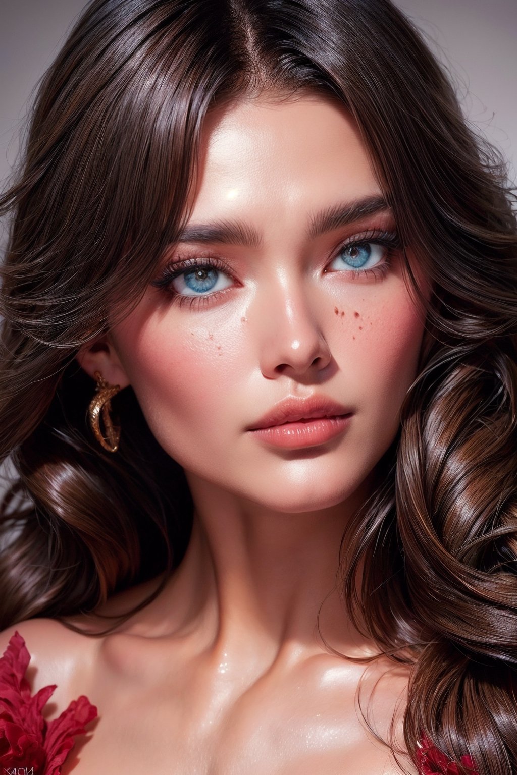 Photograph of a beautiful  belorussian  girl, brown eyes, soft skin, messy hair, ruffles chiffon top crop, art by konstantin razumov and alberto seveso , highly detailed intricately sharp focus, expressive brown eyes, extremely realistic and hyper detailed, trending on pinterest vogue italia unreal engine 5, 4 k uhd image