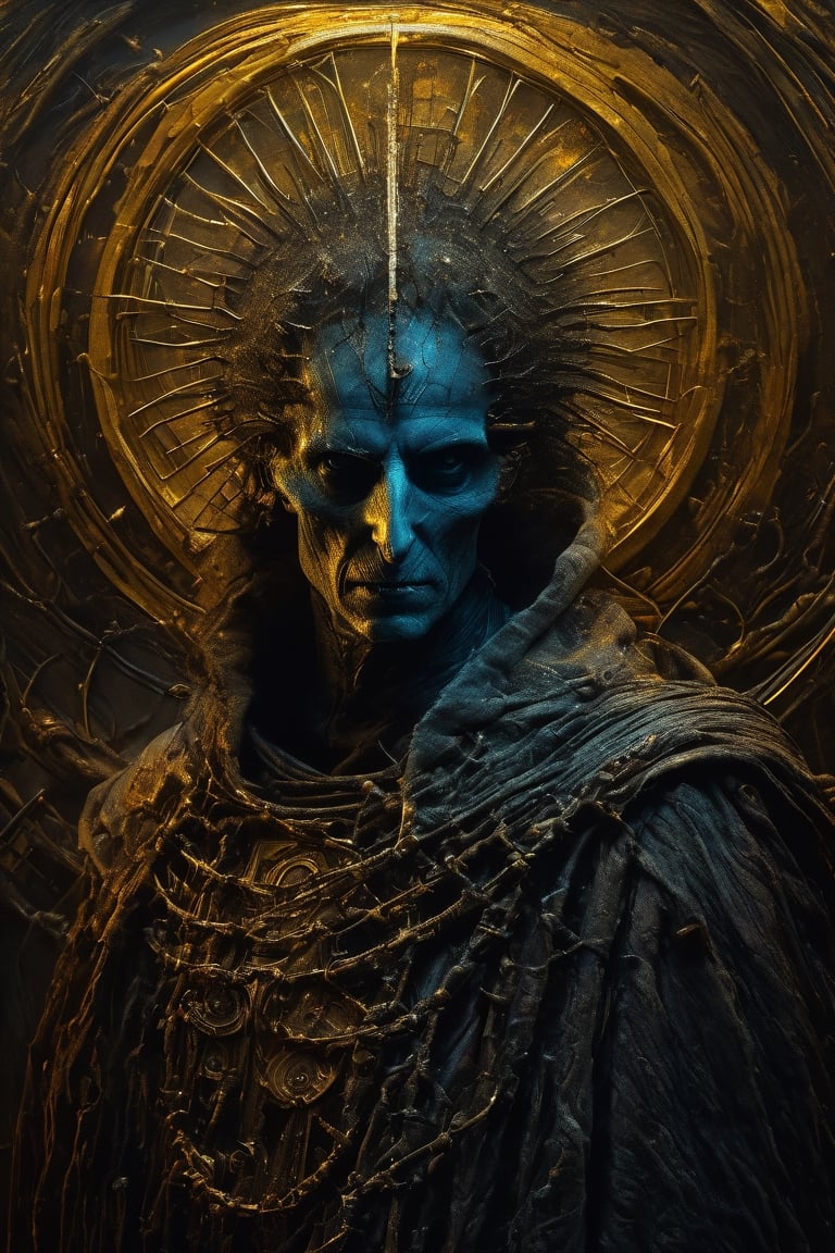 Modern art style on the theme of "1997 film Event Horizon" in the style of Stefan Gesell, golden ratio, fantasy horror art, photorealistic dark concept art, in style of dark fantasy art, lich vecna (d&d), detailed 4k horror artwork, stefan koidl inspired, ((stefan koidl)), Movie Still