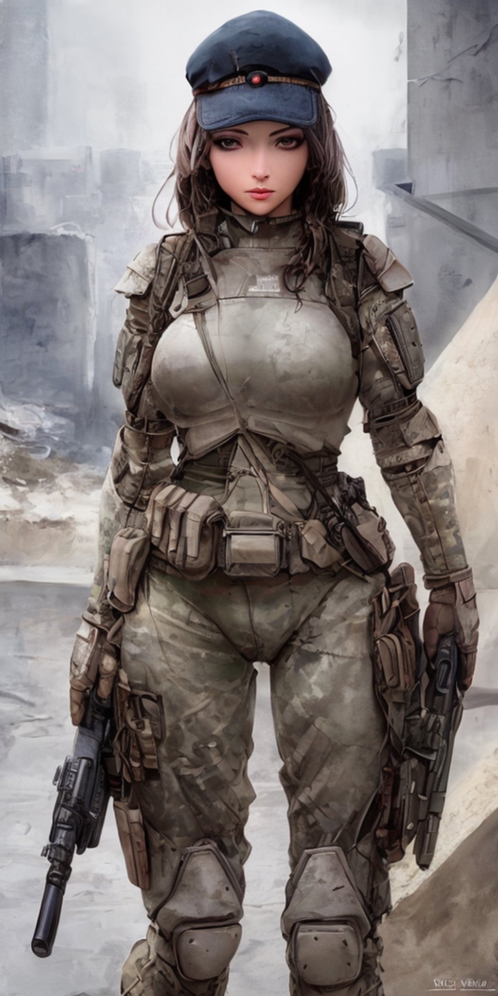 photorealistic, beautiful, masterpiece, 1 girl, full_gear_soldier