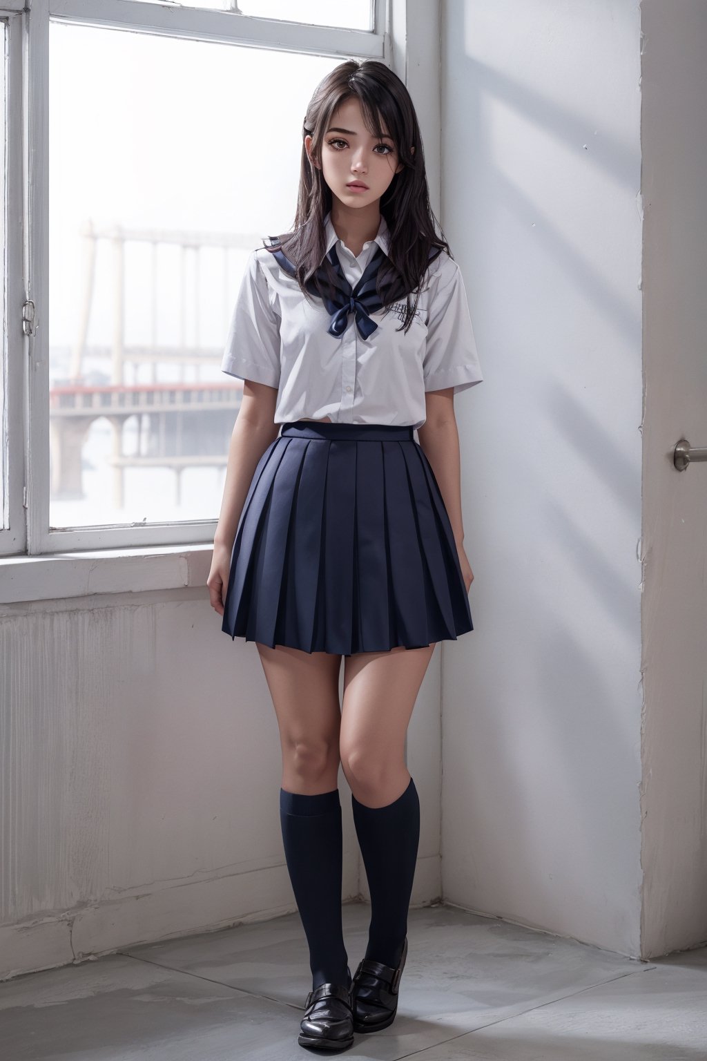 1girl,ultra Realistic, Extreme beautiful Detailed, (full body1.2), school uniform, 
