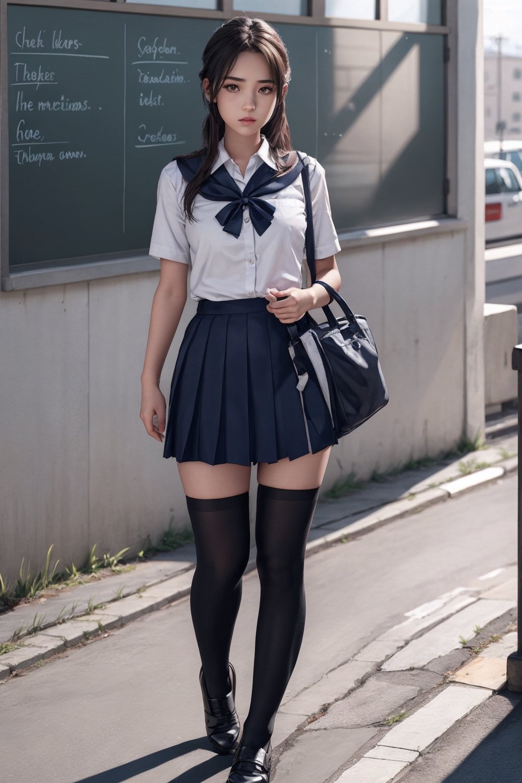 1girl,ultra Realistic, Extreme beautiful Detailed, (full body1.2), school uniform, random color,