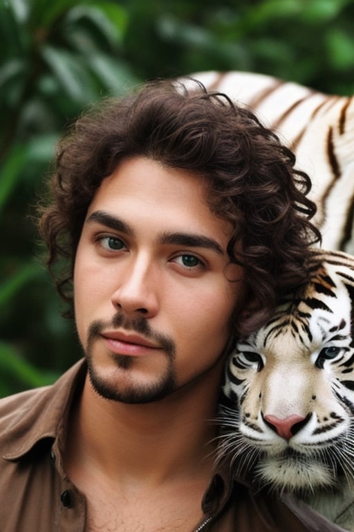 meican_boy_,me,green_eyes_,white_tiger_face_mutant,curly_hair