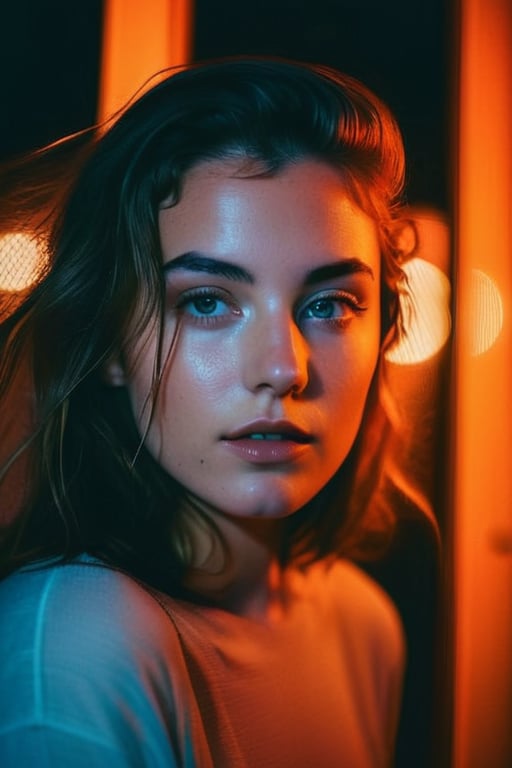 1 girl, sensual, splash detailed, surreal dramatic lighting shadow (lofi, analog), kodak film by Brandon Woelfel Ryan McGinley, moment eyes, beautiful face, loving girl, mid body