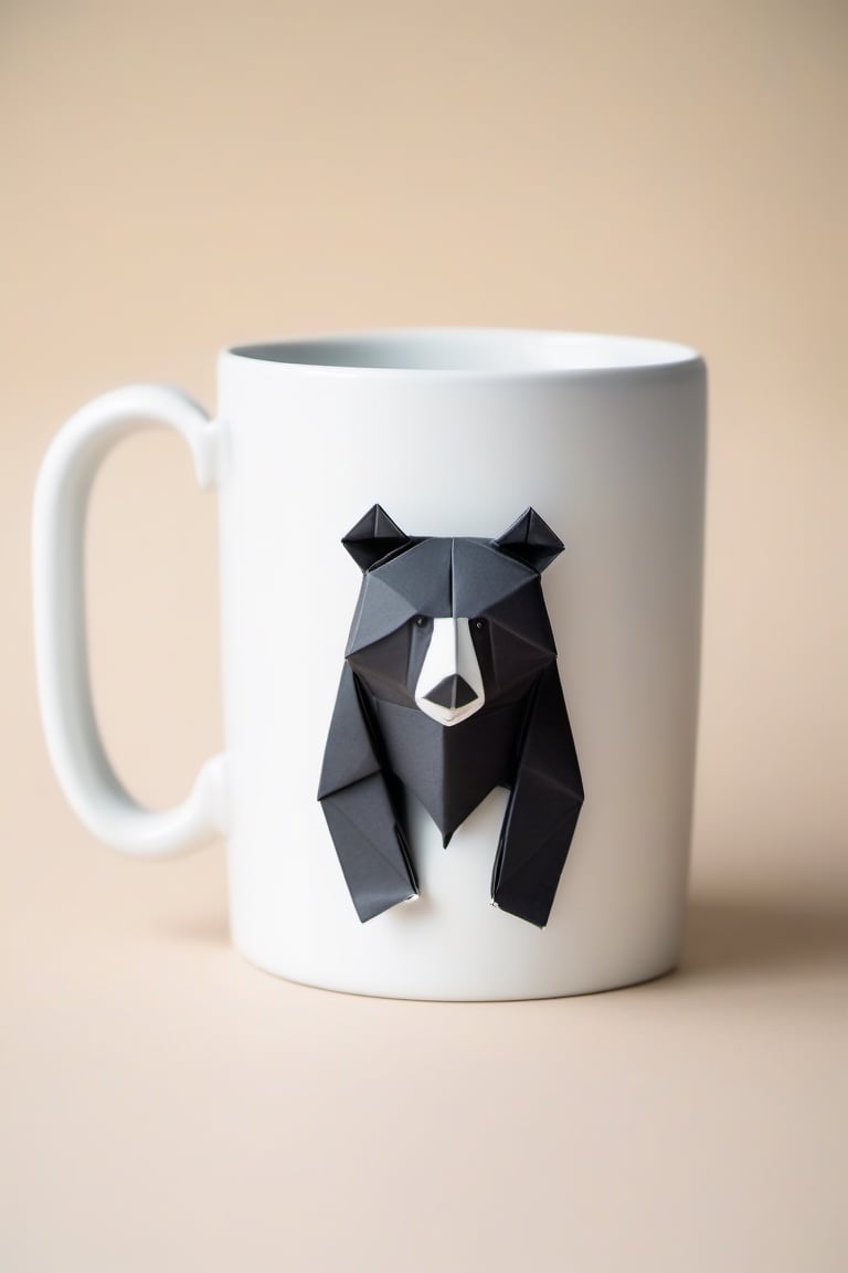 Coffee mug, origami, animals, bear