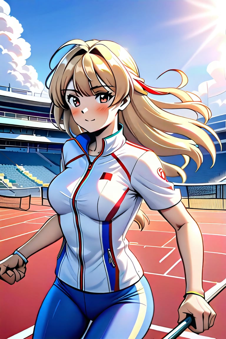 A scene with anime girl Azure Lane running at the Olympics 