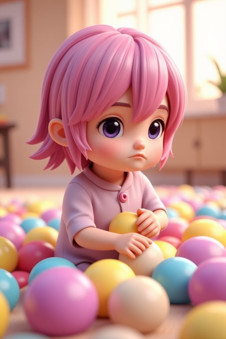 ((2woman)),  2Anime girls, full body, 3D cartoon figure girl, with great attention to detail, beautiful and delicate eyes, pink hair, playing in a mulicoloured soft ball pit, detailed, dynamic beautiful pose, dynamic pose, natural light, ((realistic)) quality: 1.2), dynamic distance shot, cinematic lighting, perfect composition, super detail, masterpiece, (best) quality: 1.3), reflection, high resolution CG Unity 8K wallpaper, simple background, masterpiece, (photorealistic): 1.2), random angle, side angle, full body,