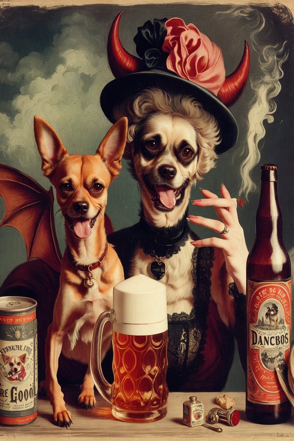 madam goobash and and her demonic chihuahua  1800´s vintage add