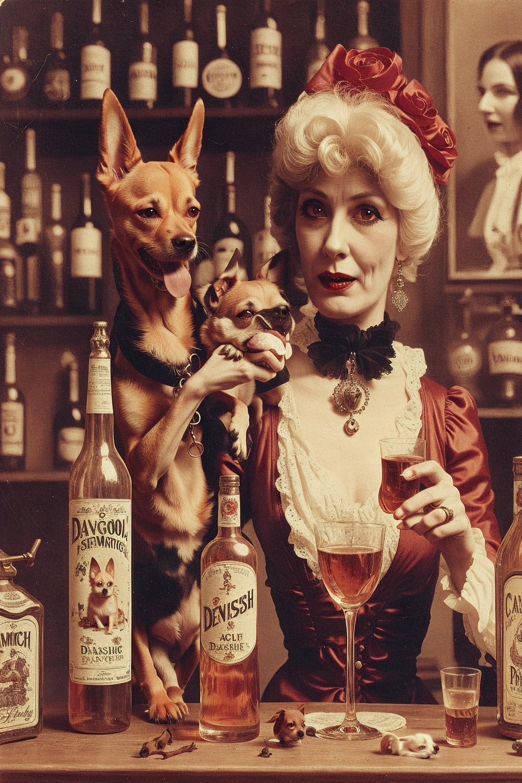 madam goobash and and her demonic chihuahua  1800´s vintage add