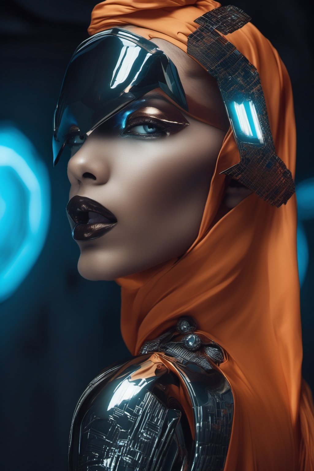 Futuristic woman beautiful fashion photo shoot