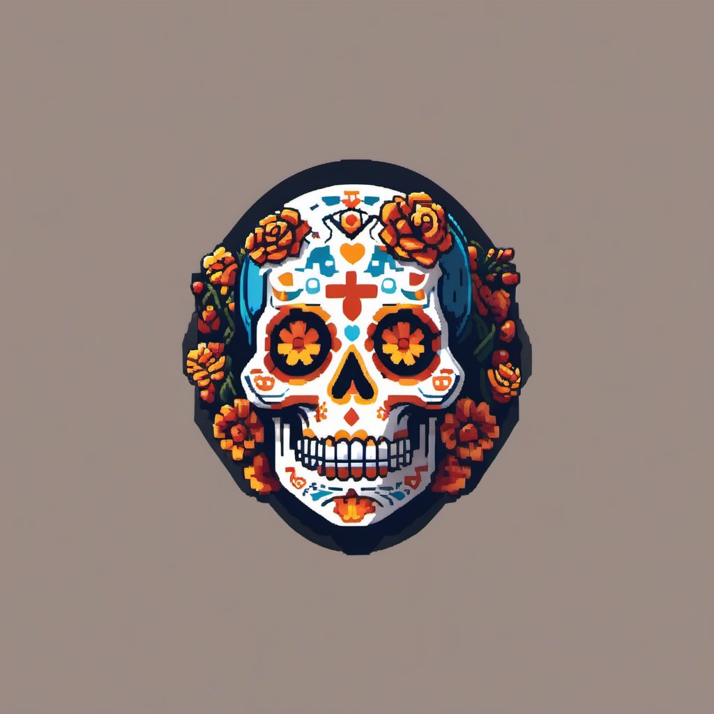 32-bit pixel art  slull day of the dead 
 ,LogoRedAF