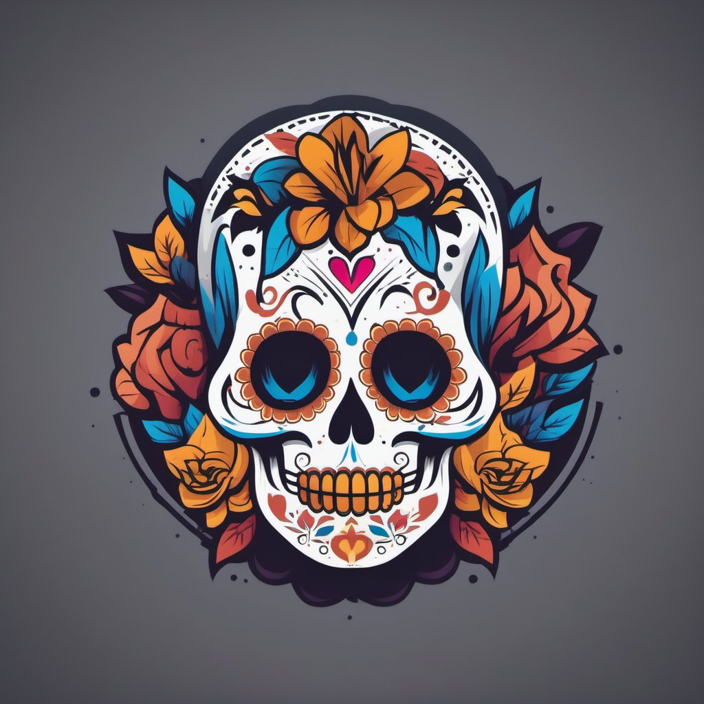 vector slull day of the dead colores planos ,LogoRedAF