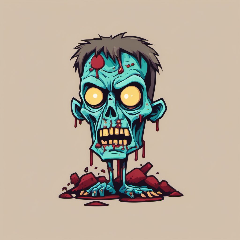 full body zombie, rotting, flat colors ,LogoRedAF