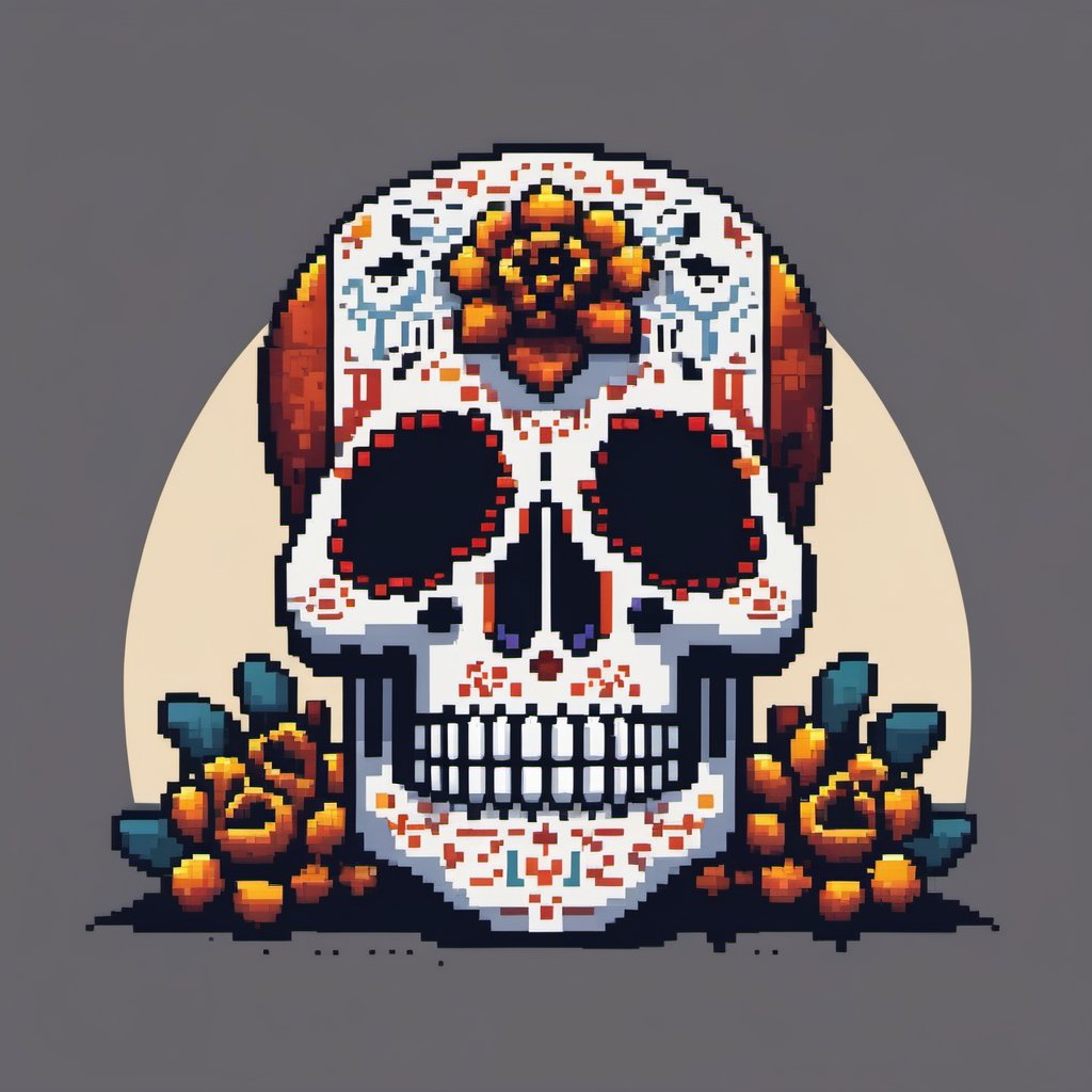 32-bit pixel art  slull day of the dead 
 ,LogoRedAF