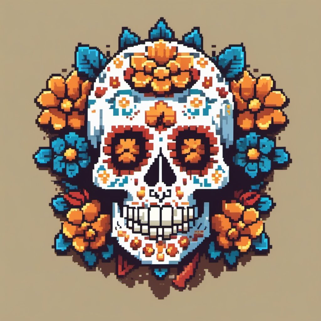 32-bit pixel art  slull day of the dead 
 ,LogoRedAF