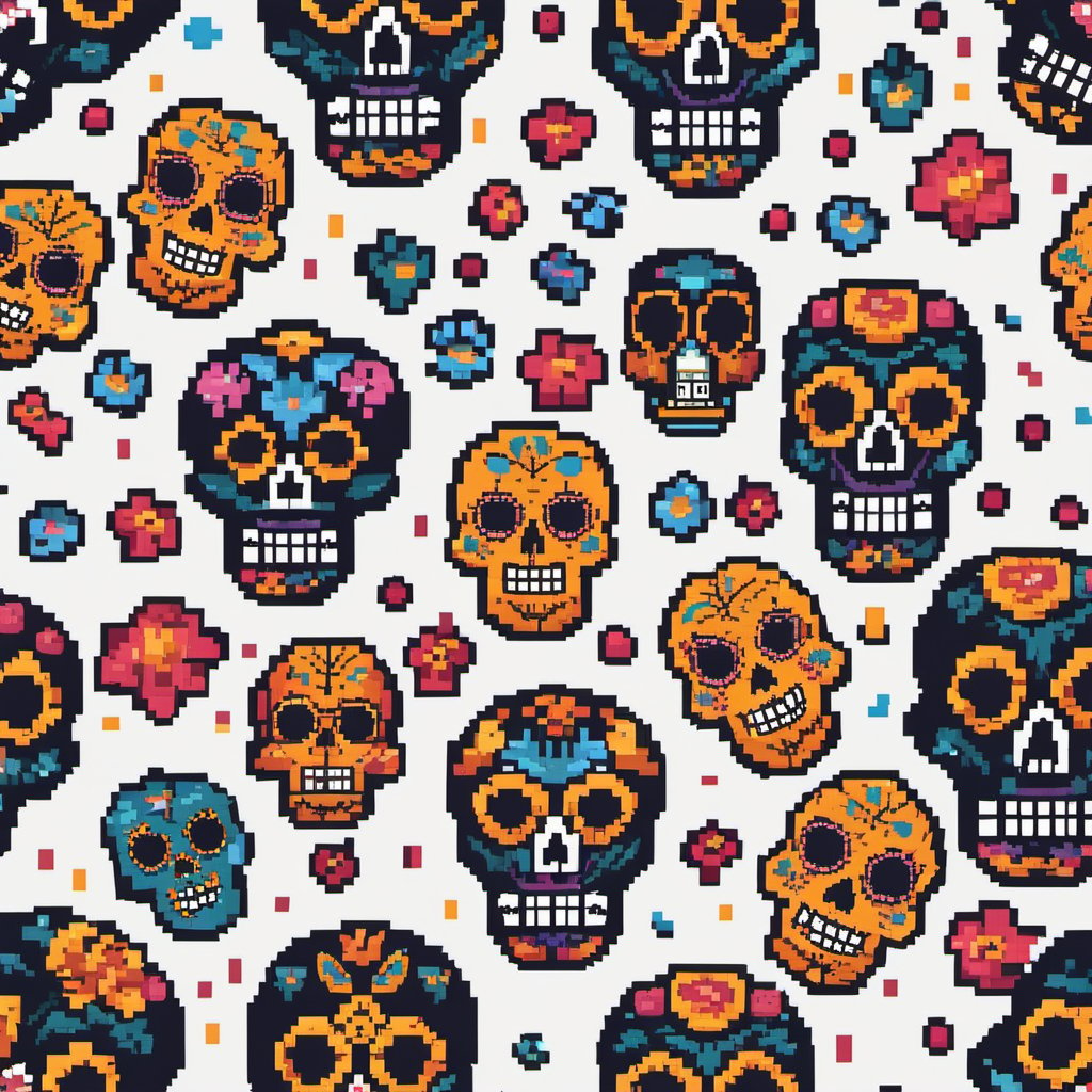 32-bit pixel art  slull day of the dead 
 ,LogoRedAF