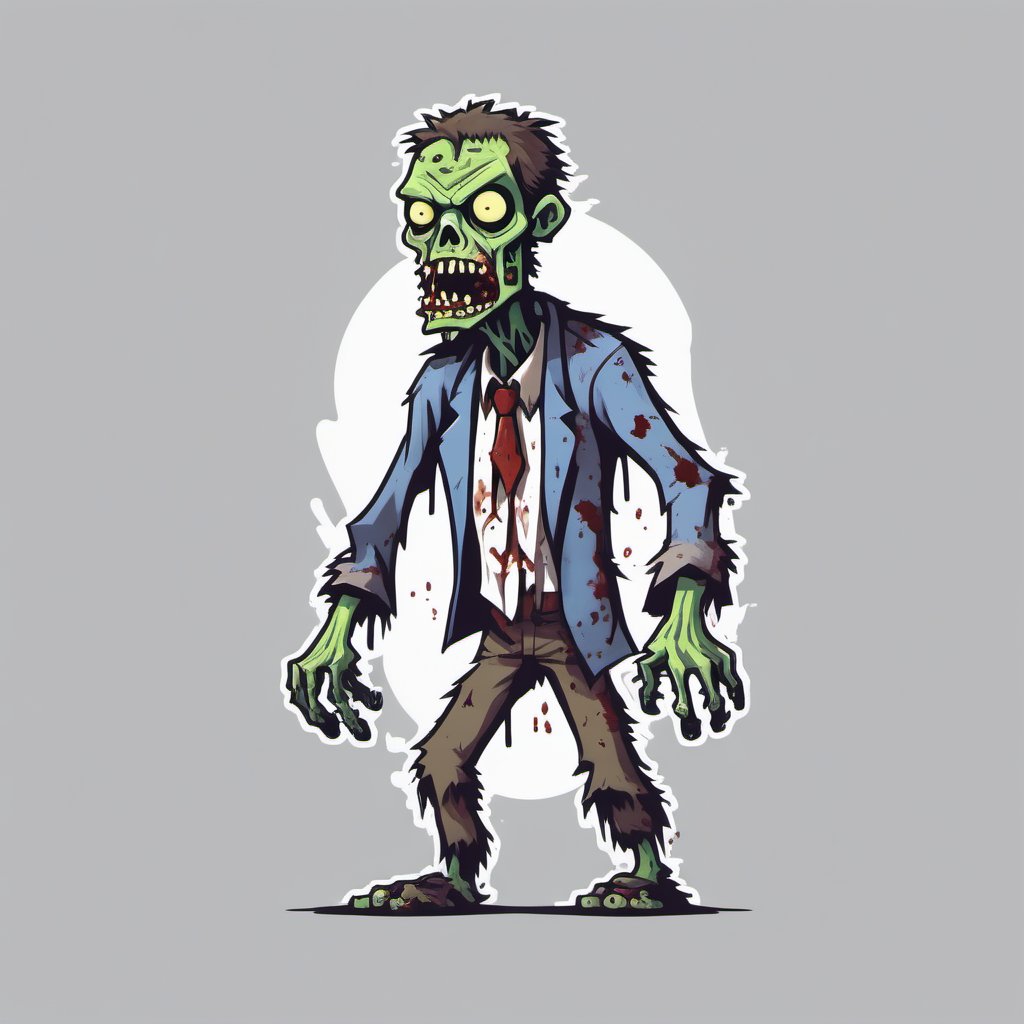 full body zombie, rotting, flat colors ,LogoRedAF