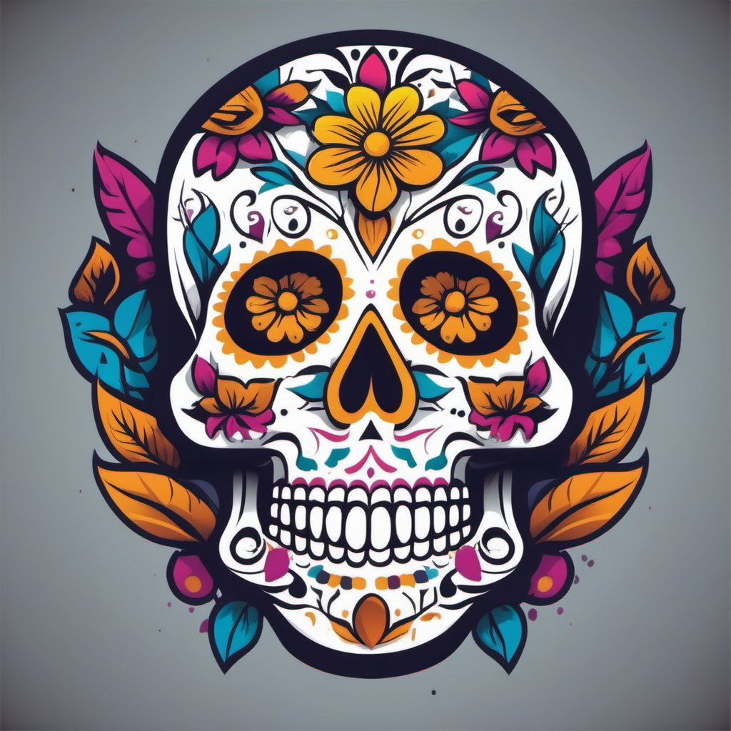 vector slull day of the dead colores planos ,LogoRedAF