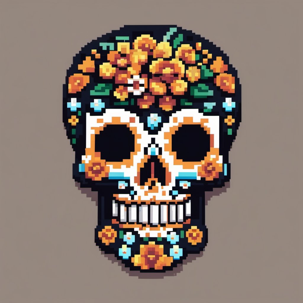 32-bit pixel art  slull day of the dead 
