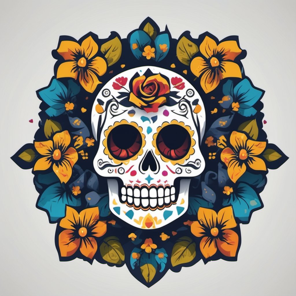 vector slull day of the dead colores planos ,LogoRedAF