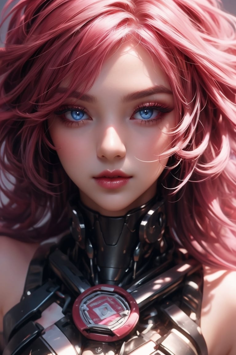 ((masterpiece, best quality)),1girl red eyeshadow blue eyes makeup,mecha