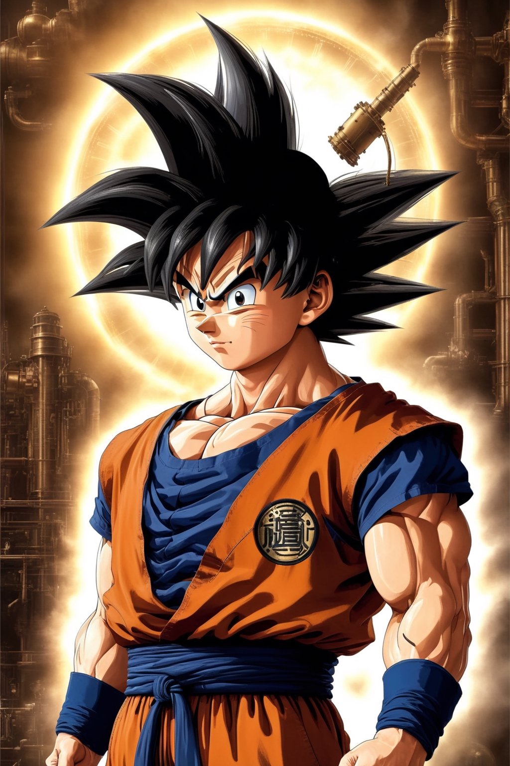 ((masterpiece, best quality)) Son Goku,sakaba,steampunk style,tshirt design