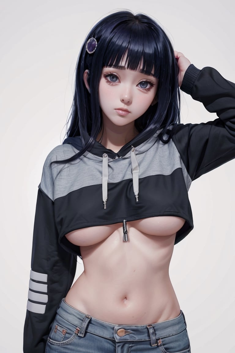 ((masterpiece, best quality)),cropped hoodie underboob,Hinata 