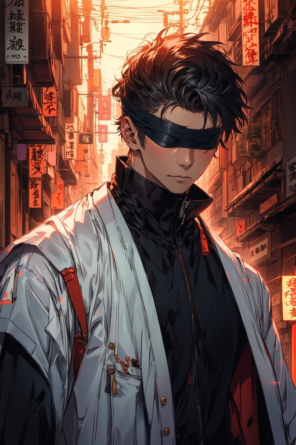 ((masterpiece, best quality))satoru gojo,blindfolded,satoru gojo