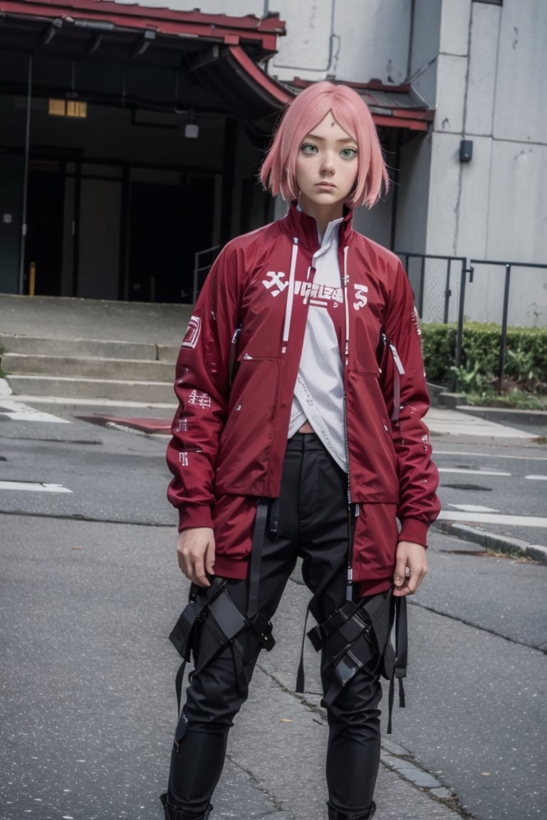 ((masterpiece, best quality)),urban techwear,haruno sakura