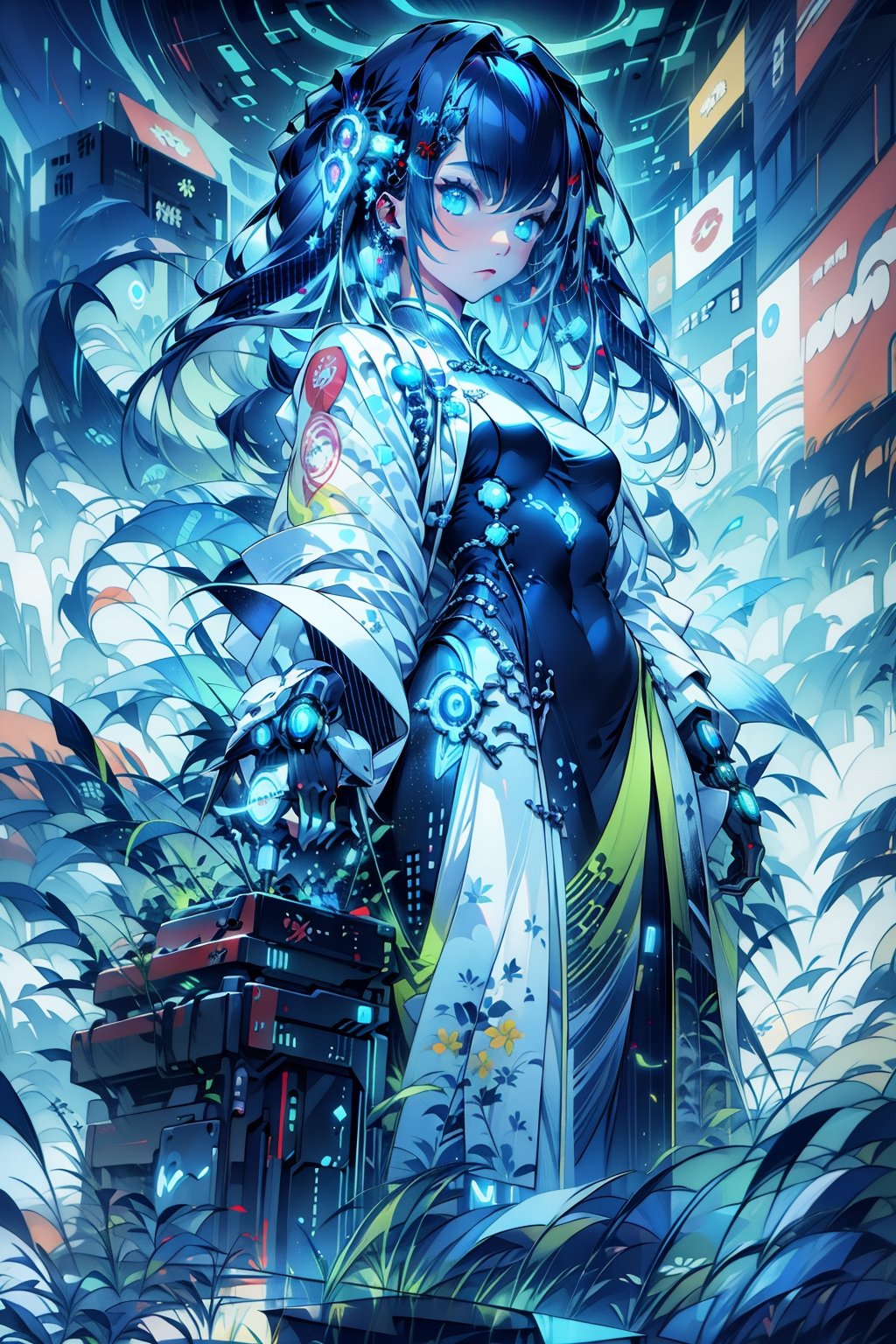 ((masterpiece, best quality))beautiful warrior girl ,aodai cyber