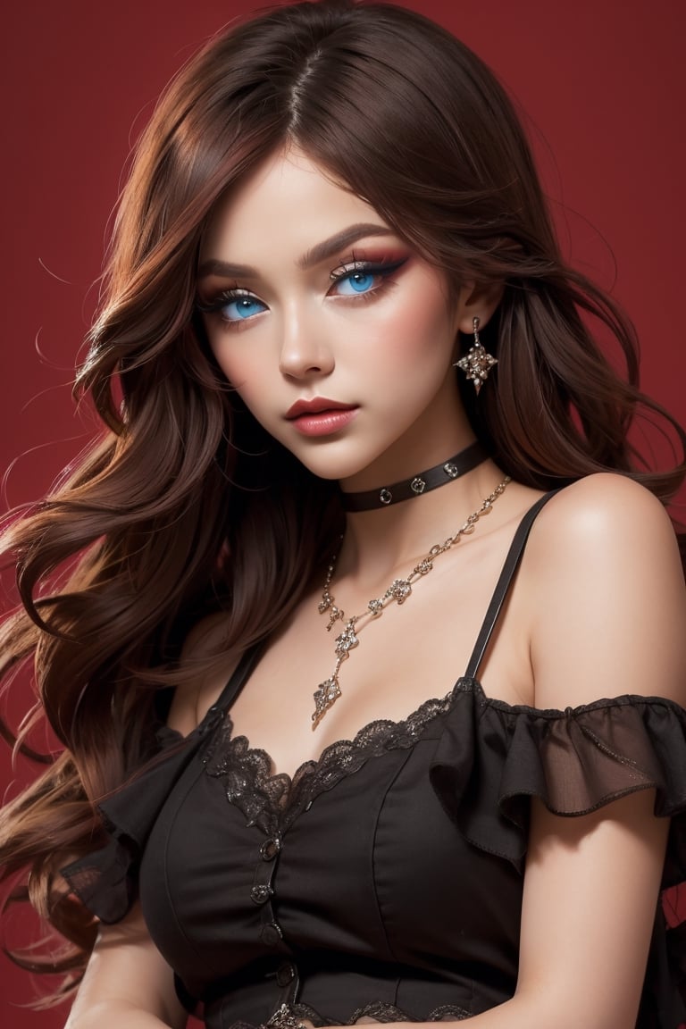 ((masterpiece, best quality)),1girl red eyeshadow blue eyes makeup
