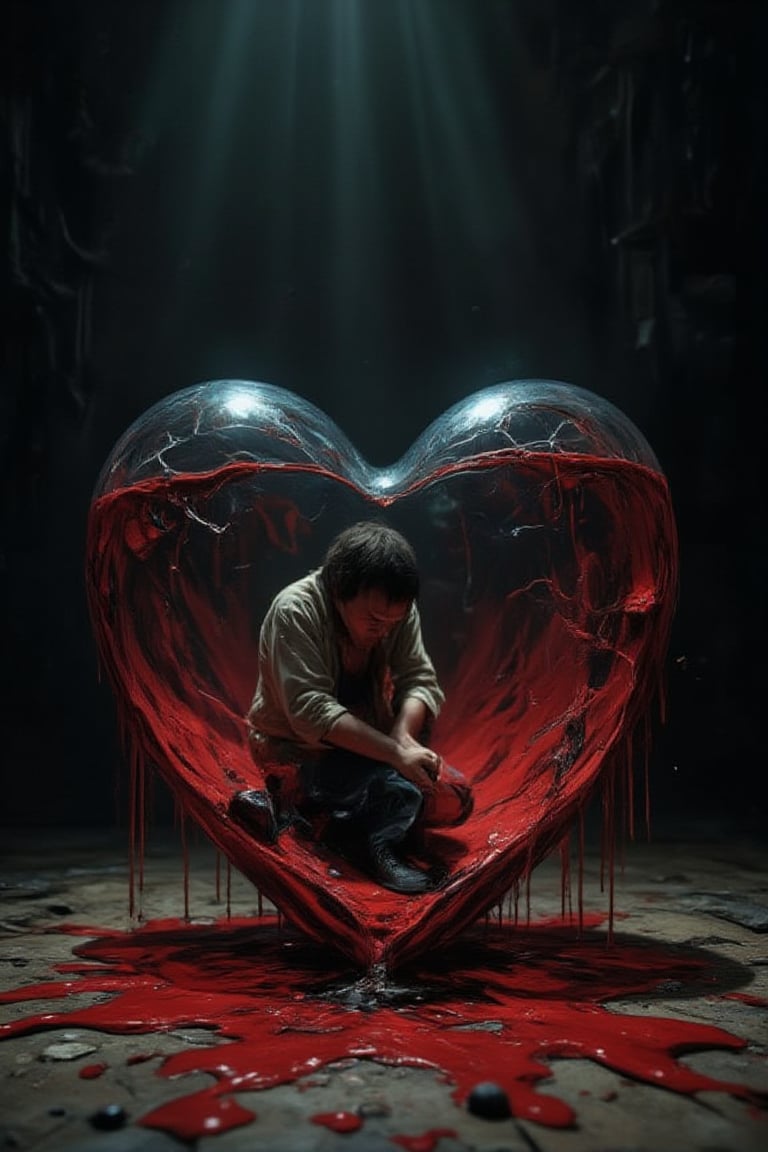 illustration, cartoon, anime, manga, drawing, 
score_4_up, score_9, score_8_up, score_7_up, score_6_up, 7_up, score_6_up, 
sad human sitting inside the cracked bloody Glass heart, macro photography, dramatic lighting, dark, sad and lonely, 


