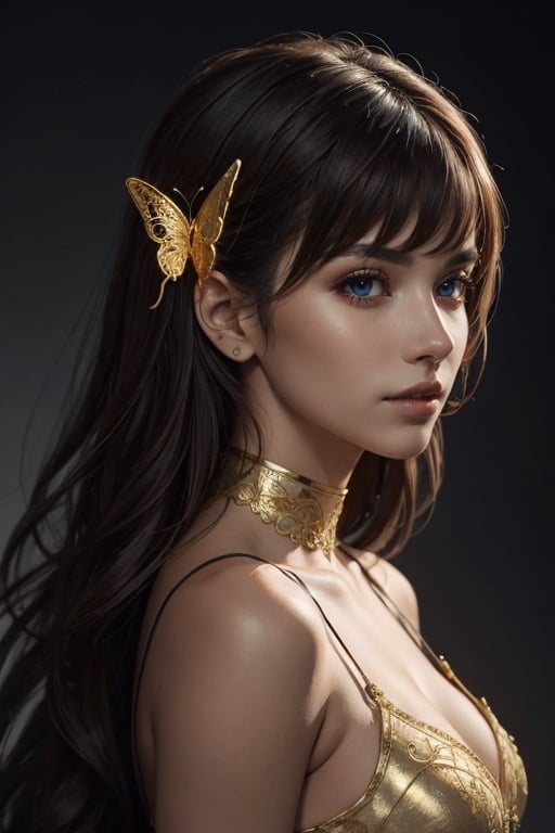 8k portrait of beautiful Shirley setia as cyborg with brown hair, intricate, elegant, highly detailed, majestic, digital photography, art by artgerm and ruan jia and greg rutkowski surreal painting gold butterfly filigree, broken glass, (masterpiece, sidelighting, finely detailed beautiful eyes: 1.2), hdr, (detailed background window to a new dimension, plants and flowers:0.7) ,b3rli