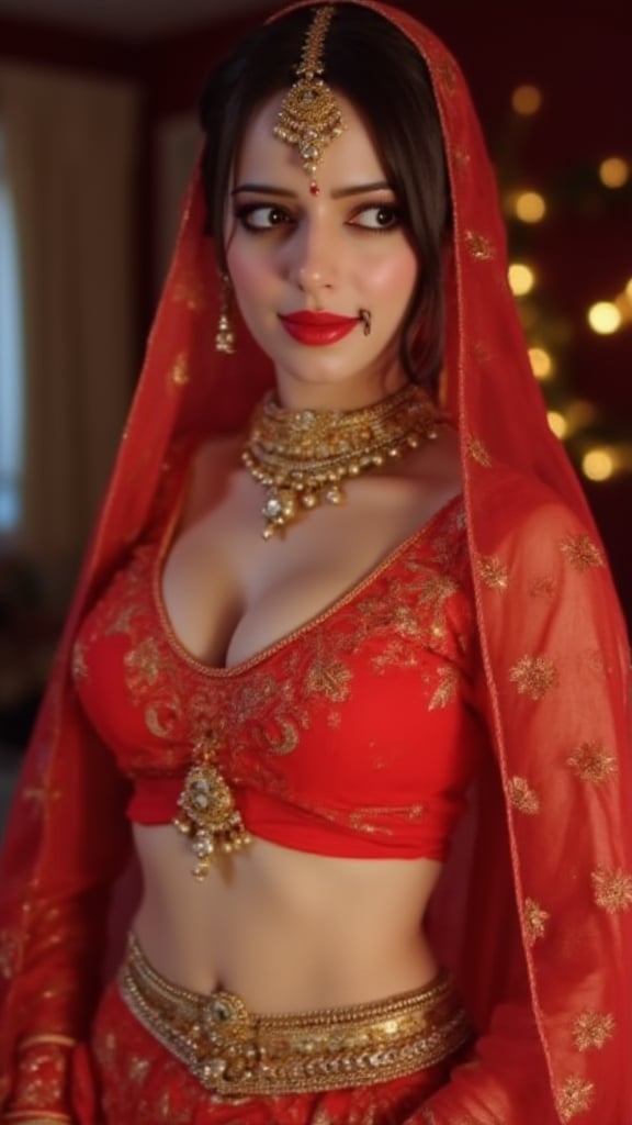 beautiful indianbride, hindu bridal makeup, bridal ornaments, hinsuism, indain culture, ornate, intimate,hot, midriff, navel piercing, gold jewel on belly button, gold waist band, gold waist beads  around abdomen,Cosplay 