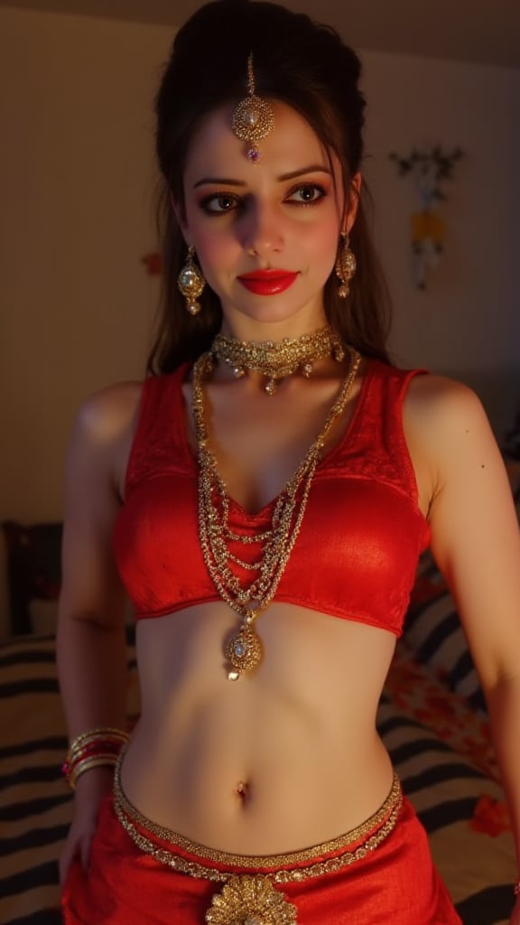 beautiful indianbride, hindu bridal makeup, bridal ornaments, hinsuism, indain culture, ornate, intimate,hot, midriff, navel piercing, gold jewel on belly button, gold waist band, gold waist beads  around abdomen,Cosplay 