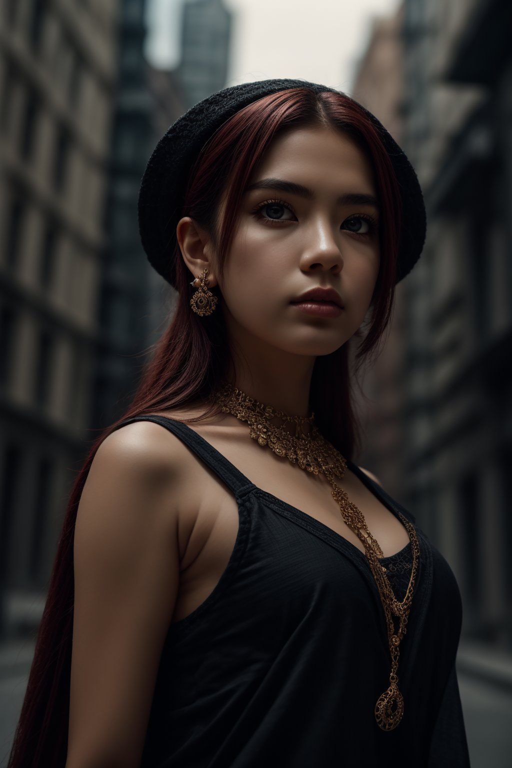 1girl, accessories, piercing, misterious, masterpiece, best quality, dynamic angle, cinematic composition, aespakarina