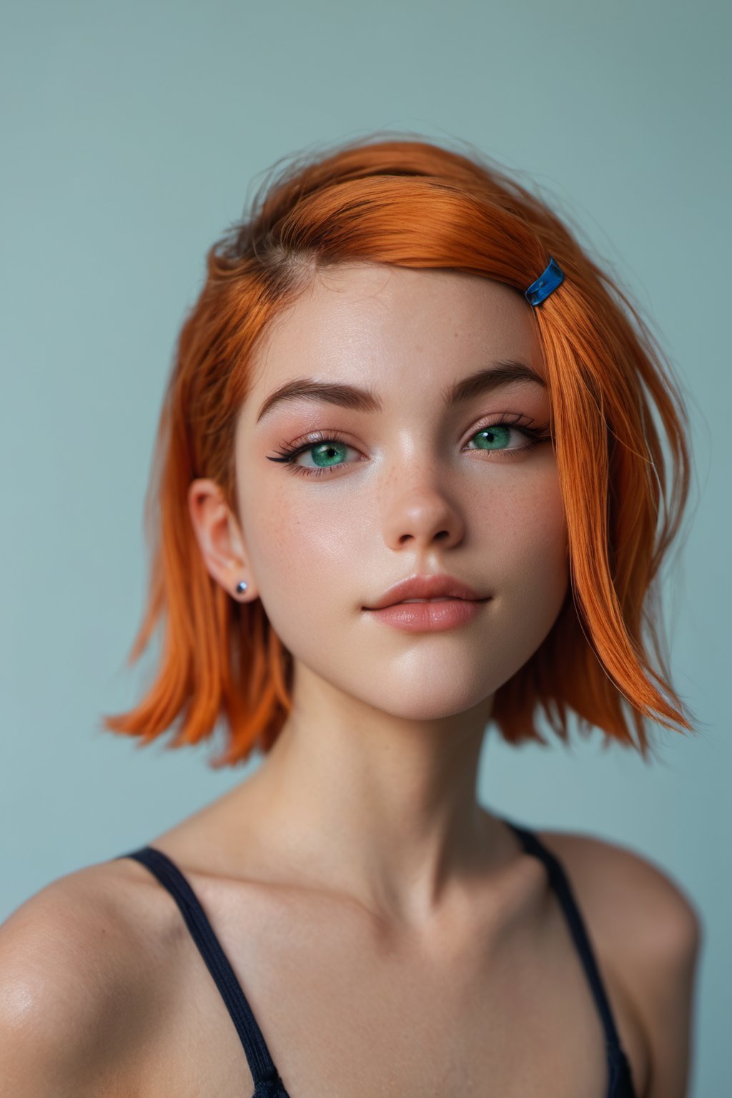 score_9, score_8_up, score_7_up, gwen_tennyson, ben_10, 1girl, green_eyes, orange_hair, realistic, photo,