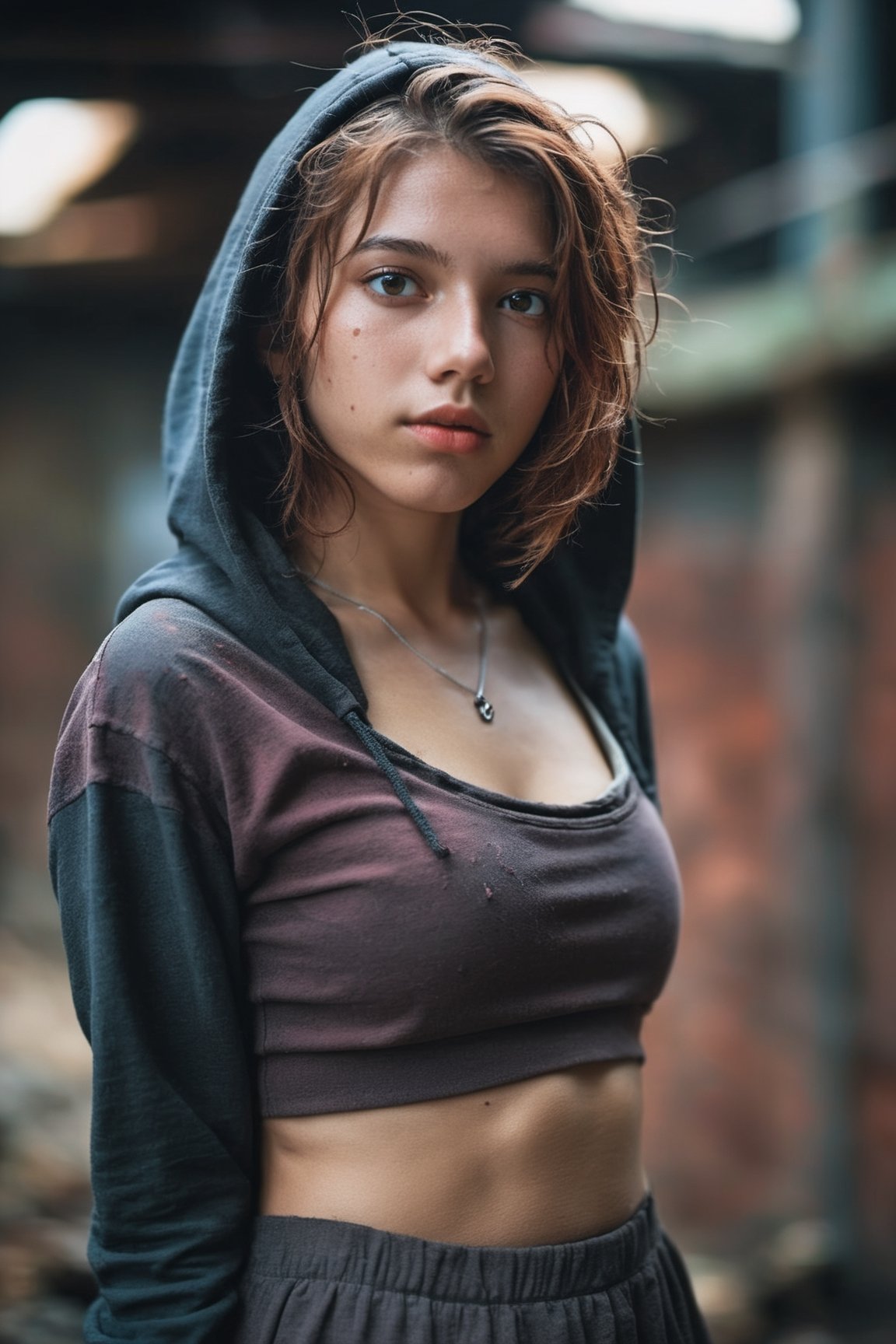 nstagram photo, young 15yo lustful face woman in future dress wearing lifting skirt ,(dirty body:1.6), (naked breast), (shot from distance) ,  medium upper body shot,  Smoldering,   ,(sweat), (wet body),   casual shirt with a hoodie,   depth of field, ( gorgeous:1.2),  Dimly Lit Dungeon, detailed face,  dark theme, Night, soothing tones, muted colors, high contrast, (natural skin texture, hyperrealism, soft light, sharp), (freckles:0.3), (amala:1.3),(messy hair:0.1) ,  Cannon EOS 5D Mark III, 85mm
,p3rfect boobs,detailmaster2,make_3d,cyberpunk style,1girl