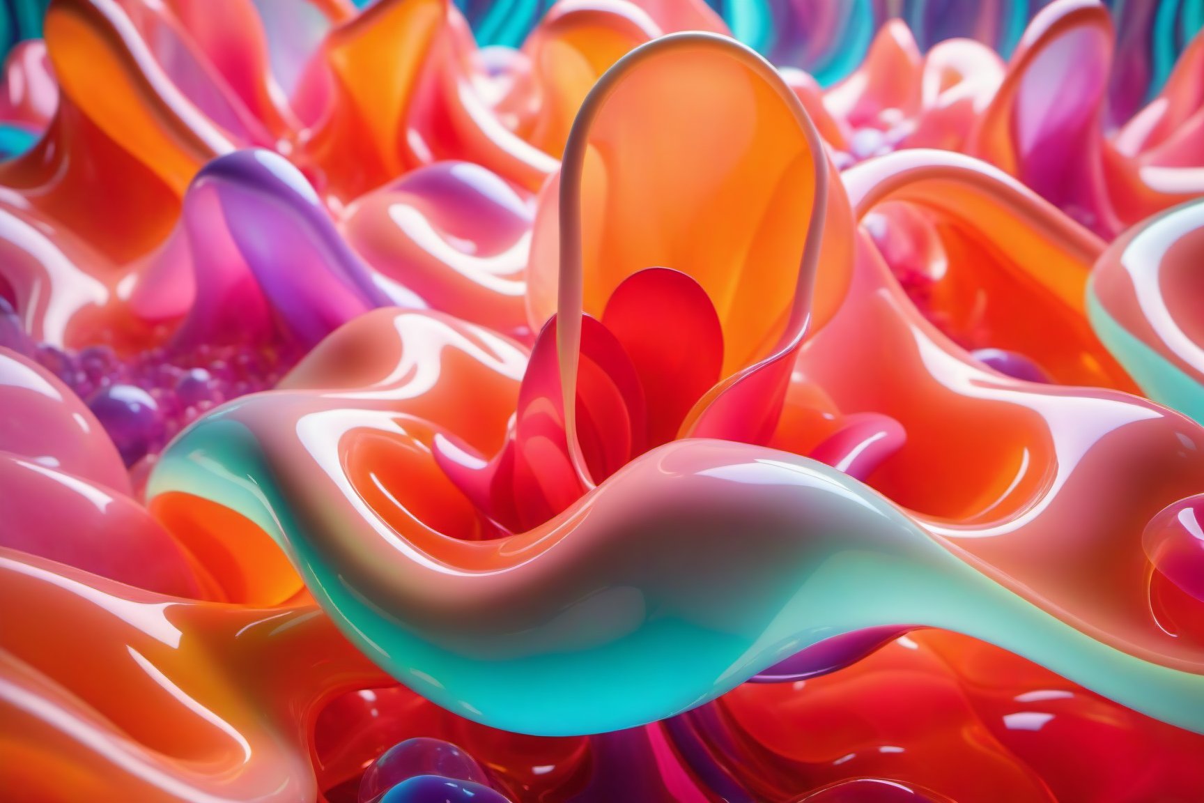 abstract, (latex:2), glass, glow, bloom, volumetric lighting,  goemetric flow, ,6000, ink scenery, (transparent), translucent, curvy shapes,   pastel, vibrant