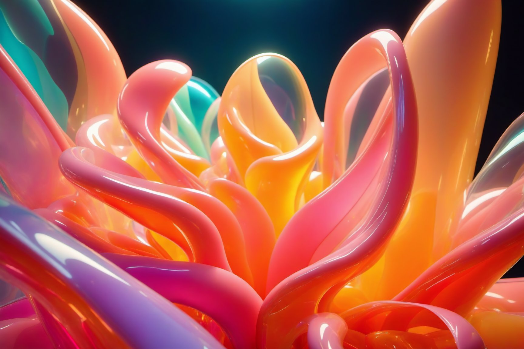 abstract, (latex:2), glass, glow, bloom, volumetric lighting,  goemetric ,6000, ink scenery, (transparent), translucent, curvy shapes,   pastel, vibrant