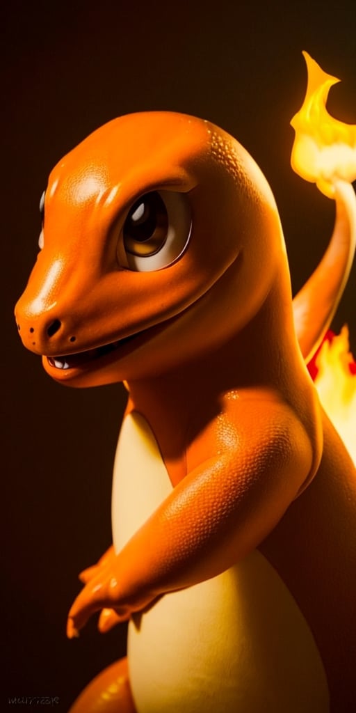 {{ close up photo of charmander }}, pokemon, monster, red lizard, fire,  (best quality:1.2), (masterpiece:1.2), (realistic:1.1), (detailed:1.33), (deep-shadows), (sharp-focus:1.5), RAW photograph, (ultrarealistic), 32k, flawless,perfecteyes,Charmander_Pokemon