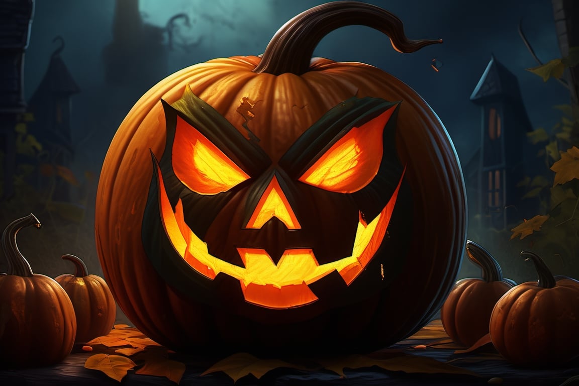 {{ an angry pumpkin }} , monstrous, scary,  {{ comics style }}, (best quality:1.2), (masterpiece:1.2), (realistic:1.1), (detailed:1.33)