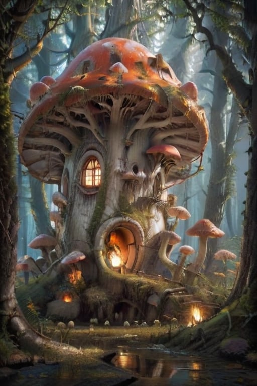 forest, magical, fireflies, mushrooms. magical beings, photographic quality.,EpicLand,mushroomfantasy,6000,ruins
